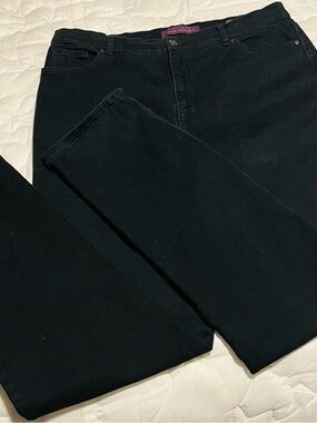 Gloria Vanderbilt High Rise Straight Amanda  Jeans Black Denim Stretch Women 16L